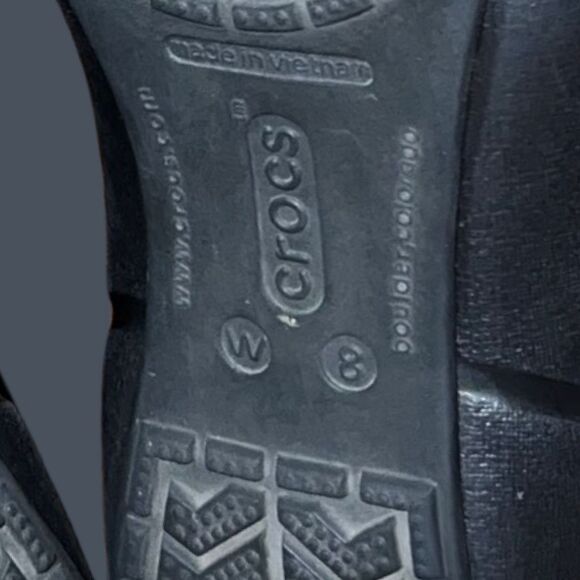 Women’s Black Crocs Cap Toe Shiny Flats Size 8 - Picture 6 of 6